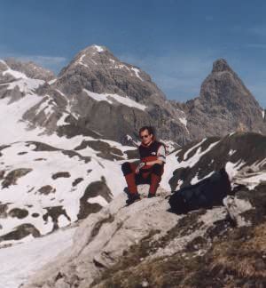 Ich - im Hintergrund Mädelegabel und Trettachspitze