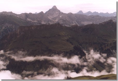 Blick vom Hindelanger Klettersteig zum Hochvogel
