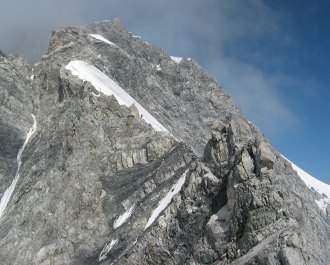 Kletterstellen und zweites Firnfeld mit Richard