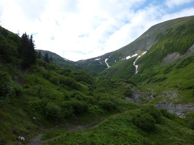 Unterer Teil des Aufstiegwegs zur Leutkircher Hütte.